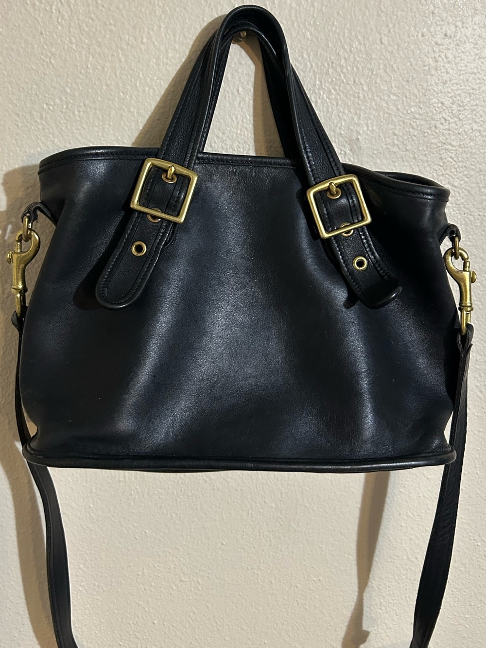 Vintage Coach Legacy Satchel 9063 Black Leather Brass Crossbody Shoulder Bag